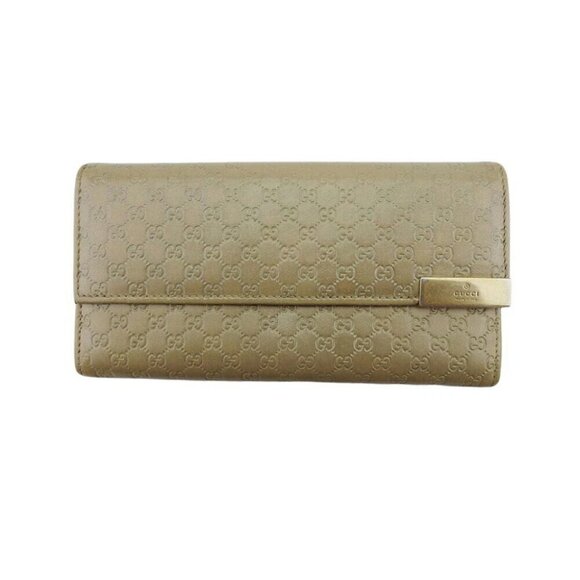 GUCCI Long Wallet GG Pattern Beige Gold USED - Picture 3 of 14